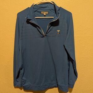 Peter Millar Blue Pullover Quarter Zip Golf Mens Medium Trophy Embroidered